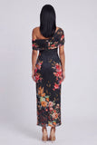Ivory Asymmetrical Neck Printed Ruched Sheath Wedding Guest Dress