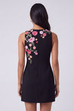 Black Floral Bodycon Sleeveless Mini Wedding Guest Dress