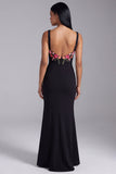 Mermaid Floral Black Maxi Wedding Guest Dress