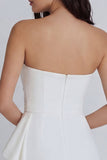 Strapless Ruffled Ruched Mini White Dress