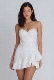Strapless Appliqued Mini White Dress with Pearls