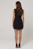 Black Notched Lapel Sleeveless Bodycon Mini Work Dress