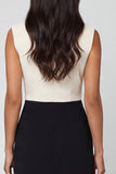 Shawl Lapel ColorBlock Black and White Bodycon Work Dress