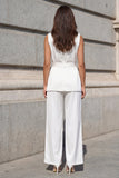 Shawl Lapel White 2 Piece Women's Suits with Sash
