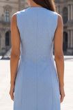 Blue Sleeveless Bodycon Mini Work Dress