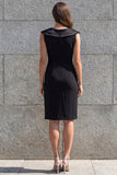 Black Appliqued Ruched Ruffled Bodycon Cocktail Dress