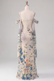 Sheath Black Cold Shoulder Floral Wedding Guest Dress with Sash