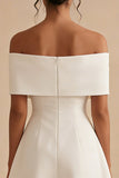 Off the Shoulder A Line Mini White Engagement Dress