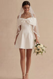 Off the Shoulder A Line Mini White Engagement Dress