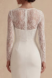 White Lace Long Sleeve Bodycon Midi Engagement Dress