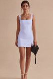 Spaghetti Straps Bodycon Mini White Dress