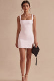 Spaghetti Straps Bodycon Mini White Dress