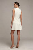 2 Piece Ivory A Line Sleeveless Mini Work Dress