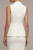 Ivory Notched Lapel 2 Piece Bodycon Midi Work Dress