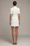 White Notched Lapel 2 Piece Bodycon Mini Work Dress