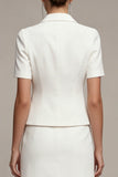 White Notched Lapel 2 Piece Bodycon Mini Work Dress