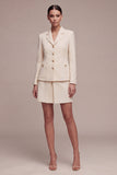 Ivory Notched Lapel Bodycon 2 Piece Mini Work Dress