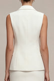 Notched Lapel White 2 Piece Bodycon Pearled Mini Work Dress