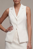 2 Piece White Notched Lapel Bodycon Sleeveless Mini Work Dress