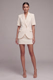 Ivory 2 Piece Notched Lapel Bodycon Single Buckle Mini Work Dress