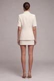 Ivory 2 Piece Notched Lapel Bodycon Single Buckle Mini Work Dress