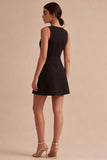 Black A Line Sleeveless Mini Dress