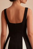 Black and White A Line Satin Mini Dress
