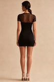 Black Bodycon Mini Dress with Short Sleeves