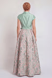 Navy Floral Notched Lapel A Line Mother of the Bride Dress with Bow