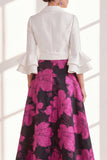 Pink Floral A Line Ruffled Maxi Mother of the Bride Dress with Sash