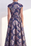 Floral Yellow A Line Maxi Mother of the Bride Dress with Sash
