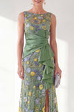 Navy Floral Embroidered Mermaid Ruched Mother of the Bride Dress