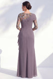 Mermaid Ruched Embroidered Blue Maxi Mother of the Bride Dress