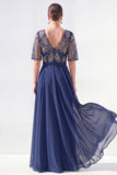 Green Half Sleeve A Line Maxi Mother of the Bride Dress