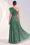 Sparkly One Shoulder Navy A Line Pleated Mother of the Bride Dress