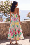 Strapless Daffodil Pink Floral A Line Wedding Guest Dress