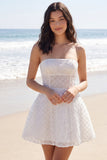 Sparkly Strapless Corset A Line Mini White Dress