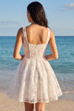 Floral Corset A Line Mini White Dress