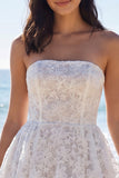 Floral Strapless Corset A Line Mini White Dress
