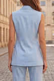 Peaked Lapel Light Blue 2 Piece Double Breasted Women's Suits