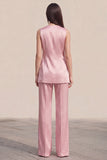 Satin Pink 2 Piece Single Buckle Slim Fit Women's Suits