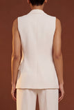 Shawl Lapel 2 Piece Ivory Sleeveless Women's Suits