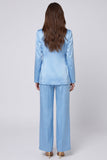 Shawl Lapel Light Blue 2 Piece Single Buckle Women's Suits