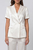 Peaked Lapel 2 Piece Single Buckle Ivory Women's Suits
