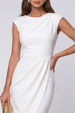 Ivory Cut Out Ruched Bodycon Midi Work Dress