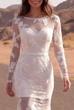 Long Sleeve Embroidered Ivory Mermaid Maxi Boho Wedding Dress
