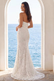 Strapless Floral Ivory Mermaid Maxi Wedding Dress