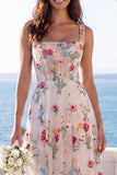 Floral Corset A Line Ivory Embroidered Maxi Wedding Dress