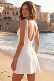 Spaghetti Straps Corset A Line Mini White Dress