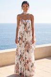 Ivory A Line Sweetheart Floral Wedding Guest Dress with Scarf